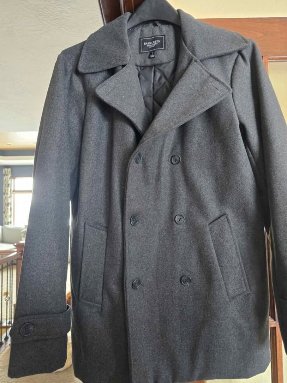 Men's size small new gray peacoat